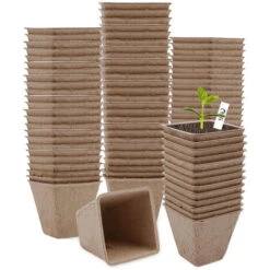 100 Pièces Pots De Semis En Fibre Biodégradable Godet Culture Semis Pour Jardins Potagers Serres - 6cm