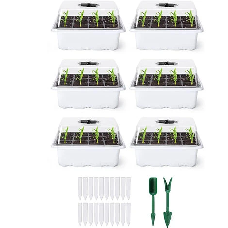 6 Pack Bac à Semis Mini Serre Potager Petite Serre Pour Semis De 12 Cellules Avec Outils De Plantation Et Étiquettes De Plantes Blanc 1 6 Pack Bac à Semis Mini Serre Potager Petite Serre Pour Semis De 12 Cellules Avec Outils De Plantation Et Étiquettes De Plantes Blanc
