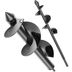 2 Pcs Mèche Jardin Tarière Ø 80×300mm + Ø40×220mm, Foret De Jardin En Spirale Pour Faire Trou Planter Des Arbres, Arbustes