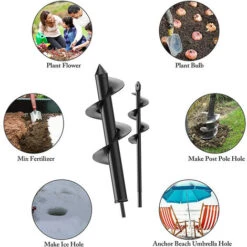 2 Pcs Mèche Jardin Tarière Ø 80×300mm + Ø40×220mm, Foret De Jardin En Spirale Pour Faire Trou Planter Des Arbres, Arbustes -Terre Tendre Soldes Boutique 55942955 4