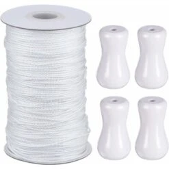 Corde D'Ombrage Tressé Rouleau1.8MM Cordon 50 Mètres En Bois Blanc 4 Accessoires Pour Stores Vénitiens Verticaux Plante De Jardinage Et De L'Artisanat (Blanc)LO-Ron