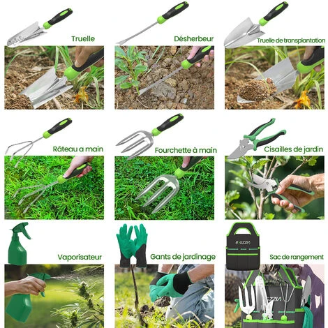 Ensemble D'outils De Jardin - BIGZZIA 9 Pièces Kit Outils De Jardinage En Acier Inoxydable Lourd Avec Sac De Transport - Pour Les Amoureux Du Jardin - Vert 2 Ensemble D'outils De Jardin - BIGZZIA 9 Pièces Kit Outils De Jardinage En Acier Inoxydable Lourd Avec Sac De Transport - Pour Les Amoureux Du Jardin - Vert – Image 2
