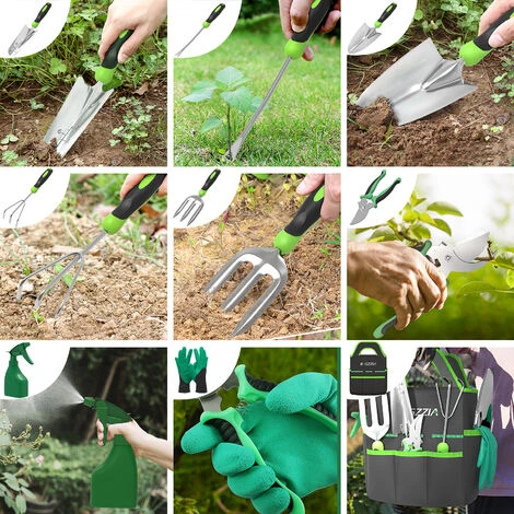 Ensemble D'outils De Jardin - BIGZZIA 9 Pièces Kit Outils De Jardinage En Acier Inoxydable Lourd Avec Sac De Transport - Pour Les Amoureux Du Jardin - Vert 3 Ensemble D'outils De Jardin - BIGZZIA 9 Pièces Kit Outils De Jardinage En Acier Inoxydable Lourd Avec Sac De Transport - Pour Les Amoureux Du Jardin - Vert – Image 3