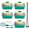 Lot De 5 Plateaux De Démarrage Pour Graines De Plantes Avec Lumières De Croissance Pour Planter Des Graines 60 Cellules De Semis Kit De Démarrage De Plantes Biologiques Avec 5 étiquettes Et 2 Outils De Transplantation (vert)