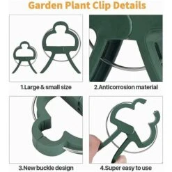 100 Clips à Plantes En Plastique Vert Foncé Pinces De Fixation, Pinces Stables Pour Fixer Les Plantes Grimpante Pour Supporter Des Fleurs Fruits Ou Légumes Dans Jardins Ou Fermes -Terre Tendre Soldes Boutique 58489548 3