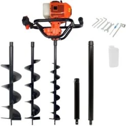 Tarière Thermique - 52cm3 - 2CV - 3 Mèches-2 Extensions 30-60cm