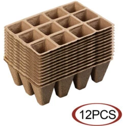 12 Pièces Plateau Semis Réutilisable Godet Semis Biodegradable,Pots En Tourbe Pour Semis,Bac De Semis Pour Plantes,Godet Semis,Cellulose,Pot Jardinage,Pépinière,Plante Conteneur,Mini Serre Semis