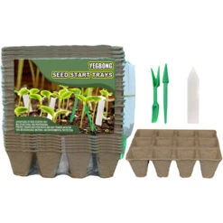 Kit De Plateaux De Démarrage De Semences 24PCS 12 Pots Biodégradables Pour La Plantation De Graines Kit De Démarrage De Plantes Biologiques Avec étiquettes De Plantes Outils De Repiquage
