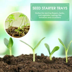 Kit De Plateaux De Démarrage De Semences 24PCS 12 Pots Biodégradables Pour La Plantation De Graines Kit De Démarrage De Plantes Biologiques Avec étiquettes De Plantes Outils De Repiquage -Terre Tendre Soldes Boutique 64703737 3
