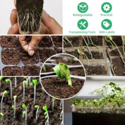 Kit De Plateaux De Démarrage De Semences 24PCS 12 Pots Biodégradables Pour La Plantation De Graines Kit De Démarrage De Plantes Biologiques Avec étiquettes De Plantes Outils De Repiquage -Terre Tendre Soldes Boutique 64703737 5