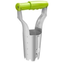 Jardinière à Bulbes, Accessoire De Jardin Idéal Pour Planter Des Bulbes à Fleurs, Avec Dégagement Automatique Et échelle De Profondeur, Assistant De Plantation En Métal Zingué