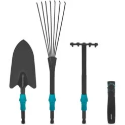 Jeu D'outils De Jardinage 3-in-1 VONROC, Système V-Fix Râteau à Feuilles, Pelle Et Griffe