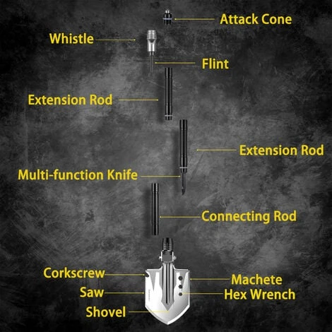 Pelle De Camping 76cm Multifonction Pelle Pliante Adaptée Au à La Survie à La Randonnée Et Au Jardinage 3 Pelle De Camping 76cm Multifonction Pelle Pliante Adaptée Au à La Survie à La Randonnée Et Au Jardinage – Image 3
