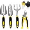 Ensemble D'outils De Jardinage Jaune Noir 5 Pièces FUIENKO