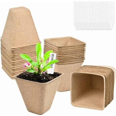 Lot De 50 Pot Semis Biodegradable, 8x8 Cm Pots De Culture Avec 50pcs Etiquette Plante, Pots De Semis, Godet De Semis Pour Graines, Semis, Germer (8x8 Cm) 1 Lot De 50 Pot Semis Biodegradable, 8x8 Cm Pots De Culture Avec 50pcs Etiquette Plante, Pots De Semis, Godet De Semis Pour Graines, Semis, Germer (8x8 Cm)