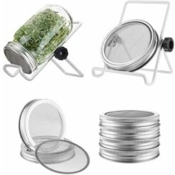 Couvercle De Germination 6 Pièces Avec écran En Acier Inoxydable 4 Pièces Et Support De Germination De Graines De Germination 2 Pièces (blanc)