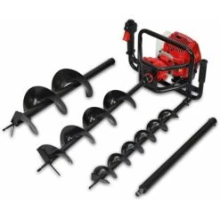 Spark - Tarière Thermique 62CC, Moteur 2 Temps 2200W/3HP, 3 Foreuses 100mm/150mm/200mm, 1700RPM, Système Anti-Vibrations, Niveau Acoustique 110dB