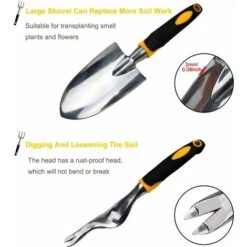5Pièces Outils Jardinage Adulte Kit Jardinage Femme Interieur Potager Exterieur Outil Jardin Griffe Rateau Jardin Fourche Manche Sarcloir Jardinage Transplantoir Pelle à Terreau -Terre Tendre Soldes Boutique 80441746 3