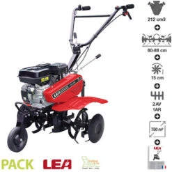 Motobineuse Thermique 212cc 5,6cv 2 AV 1 AR Travail 88cm LEA 80W21