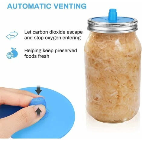5Pcs Pot Mason Couvercle, Silicone Couvercles Fermentation SAS Sans Eau Couvercle Germination 2 5Pcs Pot Mason Couvercle, Silicone Couvercles Fermentation SAS Sans Eau Couvercle Germination – Image 2