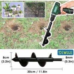Jardin Foreuse, Tige Hexagonale Acier Inoxydable, Tariere Thermique, Creuser Des Trous Cultiver En Profondeur, Outil De Plantation Pratique Pour Fleur Planter Des Arbres Arbustes (Dia: 8cm L: 30cm) -Terre Tendre Soldes Boutique 80970664 5