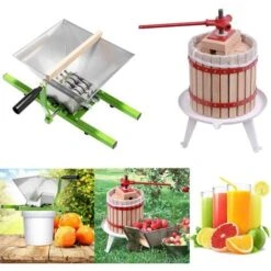 AUFUN Presse à Fruits Presse à Vin Presse à Jus Presse à Purée + Moulin à Fruits Hachoir à Fruits Manuel Avec Manivelle, Pour Moulin à Raisins (12L Presse à Fruits + 7L Moulin à Fruits)