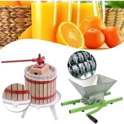 AUFUN Presse à Fruits Presse à Vin Presse à Jus Presse à Purée + Moulin à Fruits Hachoir à Fruits Manuel Avec Manivelle, Pour Moulin à Raisins (12L Presse à Fruits + 7L Moulin à Fruits) -Terre Tendre Soldes Boutique 87109971 5