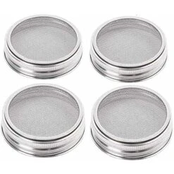 Lot De 4 Grands Couvercles En Acier Inoxydable Avec Bonne Aération Pour Germination De Graines Biologiques Dans Votre Cuisine