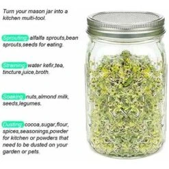 Lot De 4 Grands Couvercles En Acier Inoxydable Avec Bonne Aération Pour Germination De Graines Biologiques Dans Votre Cuisine -Terre Tendre Soldes Boutique 89309783 4