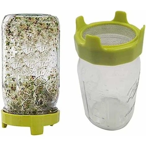 Couvercle De Germination, Germoir, Bac De Germination De Jardin, Germoir De Kit De Pot Mason à Large Ouverture Pour Germes De Haricots Mungo Brocoli Luzerne - Vert,Germoir 2 Couvercle De Germination, Germoir, Bac De Germination De Jardin, Germoir De Kit De Pot Mason à Large Ouverture Pour Germes De Haricots Mungo Brocoli Luzerne - Vert,Germoir – Image 2