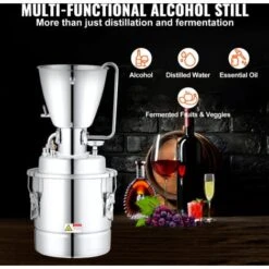 VEVOR Distillateur Alambic Chaudiere A Spiritueux Acier Inoxydable 30L Ф35x35cm -Terre Tendre Soldes Boutique 89948897 3