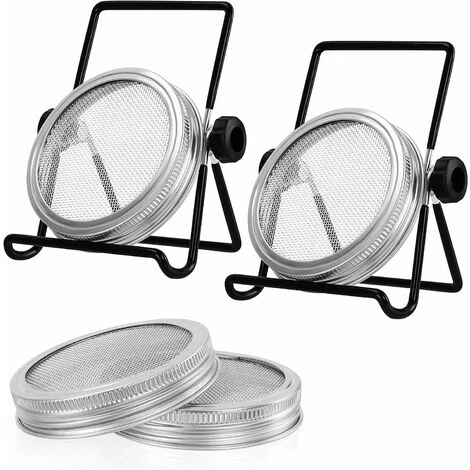 6 Pièces - 4 Couvercles En Acier Inoxydable Et 2 Supports - Kit Germination Graine Pour Pots à Large Ouverture Pour Germes De Graines, Brocoli, Luzerne, Haricot 1 6 Pièces - 4 Couvercles En Acier Inoxydable Et 2 Supports - Kit Germination Graine Pour Pots à Large Ouverture Pour Germes De Graines, Brocoli, Luzerne, Haricot