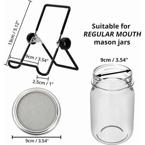 6 Pièces - 4 Couvercles En Acier Inoxydable Et 2 Supports - Kit Germination Graine Pour Pots à Large Ouverture Pour Germes De Graines, Brocoli, Luzerne, Haricot 2 6 Pièces - 4 Couvercles En Acier Inoxydable Et 2 Supports - Kit Germination Graine Pour Pots à Large Ouverture Pour Germes De Graines, Brocoli, Luzerne, Haricot – Image 2