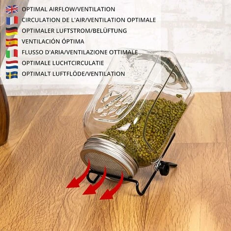 6 Pièces - 4 Couvercles En Acier Inoxydable Et 2 Supports - Kit Germination Graine Pour Pots à Large Ouverture Pour Germes De Graines, Brocoli, Luzerne, Haricot 5 6 Pièces - 4 Couvercles En Acier Inoxydable Et 2 Supports - Kit Germination Graine Pour Pots à Large Ouverture Pour Germes De Graines, Brocoli, Luzerne, Haricot – Image 5