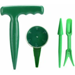 Lot De 4 - Mini Jardin Outil De Plantation à Main Définit Poignée Pistolet Plantoir, Cadran Seed Semeur, Repiqueuse Mécanique/Multi-griffe Et Plantoir,
