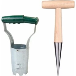 Lot De 2 Outils De Jardinière à Bulbes Avec Poignée En Bois - Outil De Jardinage Pour Plantes Grasses, Plantes Grasses, Plantoir à Bulbes - Taille : 2 Pièces