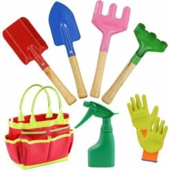 Outils De Jardinage Pour Enfants,7 Pièces Jouet De Jardin Enfant Avec Arrosoir,Gants,Râteau,Pelle,Outils De Jardin Kit Pour Enfant Cadeau Pour Bébé Préscolaire