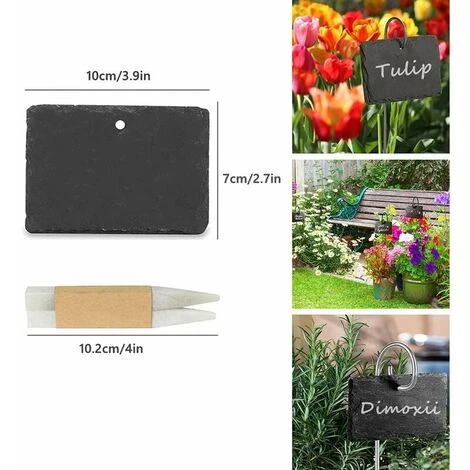 10 Pcs Étiquettes Plantes En Ardoise Pour Plantes, Marqueurs De Plantes De Jardin,Étiquettes Naturelles Avec Piquets En Métal Et Stylos à Craie Pour Cour, L'extérieur &Serre 2 10 Pcs Étiquettes Plantes En Ardoise Pour Plantes, Marqueurs De Plantes De Jardin,Étiquettes Naturelles Avec Piquets En Métal Et Stylos à Craie Pour Cour, L'extérieur &Serre – Image 2