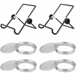 Couvercles De Germination, Écran De Germination En Acier Inoxydable 4Pcs Avec 2 Pcs Supports De Germination, Germoir Couvercle Rond Pour Fabriquer Des Graines Et Des Germes Biologiques,