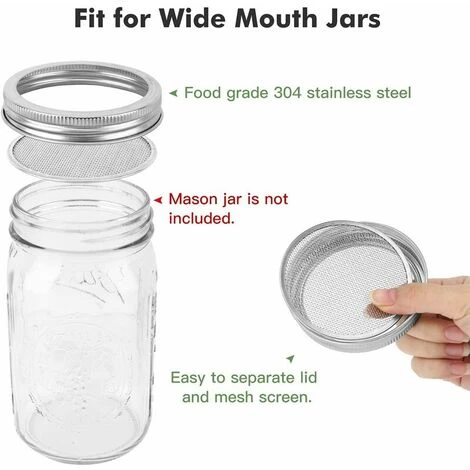 Couvercles De Germination, Écran De Germination En Acier Inoxydable 4Pcs Avec 2 Pcs Supports De Germination, Germoir Couvercle Rond Pour Fabriquer Des Graines Et Des Germes Biologiques, 2 Couvercles De Germination, Écran De Germination En Acier Inoxydable 4Pcs Avec 2 Pcs Supports De Germination, Germoir Couvercle Rond Pour Fabriquer Des Graines Et Des Germes Biologiques, – Image 2