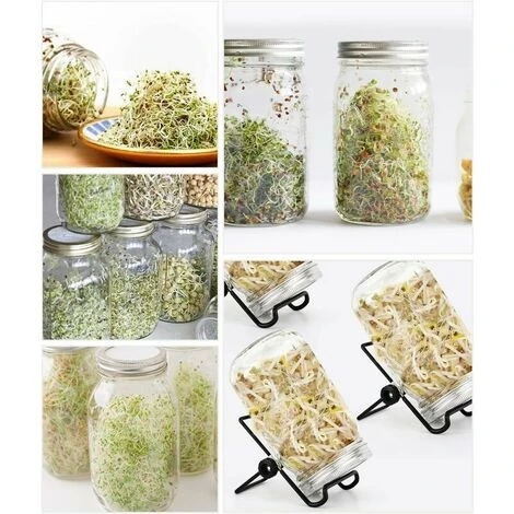 Couvercles De Germination, Écran De Germination En Acier Inoxydable 4Pcs Avec 2 Pcs Supports De Germination, Germoir Couvercle Rond Pour Fabriquer Des Graines Et Des Germes Biologiques, 5 Couvercles De Germination, Écran De Germination En Acier Inoxydable 4Pcs Avec 2 Pcs Supports De Germination, Germoir Couvercle Rond Pour Fabriquer Des Graines Et Des Germes Biologiques, – Image 5