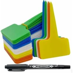 100 Pièces Etiquette Jardin Exterieur Marqueurs En Plastique De Plantes Type T Plastique Etiquette Potager Avec Stylo étanche Etiquetage Réutilisable Et Accessoires Pour Plantes(Multicolore) D
