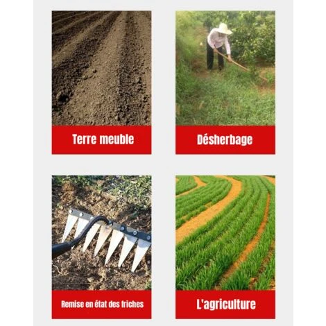 Houe De Jardinage Râteau De Désherbage Outil Agricole En Acier Râteau De Saisie Râteau D'aplatissement Râteau D'ameublissement Râteau De Nettoyage Des Feuilles 2 Houe De Jardinage Râteau De Désherbage Outil Agricole En Acier Râteau De Saisie Râteau D'aplatissement Râteau D'ameublissement Râteau De Nettoyage Des Feuilles – Image 2