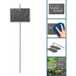 Étiquettes Plantes En Ardoise - Set De 10 Résistant Aux Intempéries, Réutilisable Inscription Individuelle De Plantes & Herbes Avec Piquets De Terre En Acier 10 X 7 X 0,5 Cm [Carrés] -Terre Tendre Soldes Boutique 96363085 3