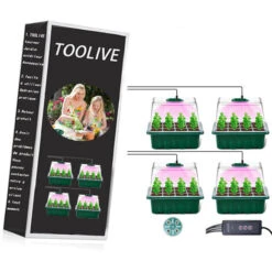 Mini Serre Pour Plantes Avec Lampe, 4 Pièces Serre Semis De Culture Avec Contrôleur De Synchronisation Luminosité Réglable, épaissir Boite Semis Avec Couvercle Surélevé