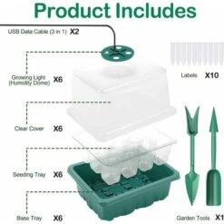 Mini Serre Pour Plantes Avec Lampe, 4 Pièces Serre Semis De Culture Avec Contrôleur De Synchronisation Luminosité Réglable, épaissir Boite Semis Avec Couvercle Surélevé -Terre Tendre Soldes Boutique 96680400 3