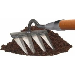 Râteau De Jardinage, Râteau De Désherbage, Râteau De Scarificateur De Jardin, Râteau À Dents Lourdes En Métal, Râteau À Ongles À 4 Dents Râteau En Acier Outils Agricoles Râteau De Jardinage En Métal -Terre Tendre Soldes Boutique 97312370 3