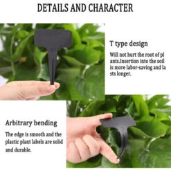 100 Pcs Étiquettes De Plantes En Plastique Étanche Pépinière T-Type Étiquettes De Jardin Marqueurs De Plantes Noires 2.36 "x 3.94" -Terre Tendre Soldes Boutique 97560963 4