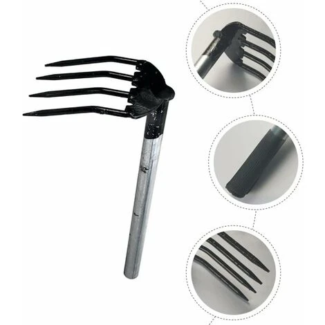 Râteau à Griffes à Main à Quatre Dents Barre En Acier Râteau De Plage écrou Marteau Râteau à Creuser Pour Jardinage épandage De Paillis En Vrac - Paquet De 4 3 Râteau à Griffes à Main à Quatre Dents Barre En Acier Râteau De Plage écrou Marteau Râteau à Creuser Pour Jardinage épandage De Paillis En Vrac - Paquet De 4 – Image 3