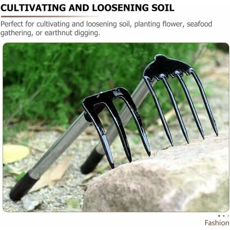 Râteau à Griffes à Main à Quatre Dents Barre En Acier Râteau De Plage écrou Marteau Râteau à Creuser Pour Jardinage épandage De Paillis En Vrac - Paquet De 4 5 Râteau à Griffes à Main à Quatre Dents Barre En Acier Râteau De Plage écrou Marteau Râteau à Creuser Pour Jardinage épandage De Paillis En Vrac - Paquet De 4 – Image 5